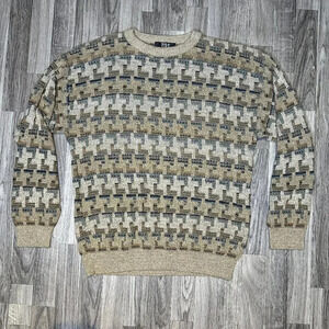Vintage TSR USA Men's 80's Sweater Abstract Geometric Grandpa Cosby Size M